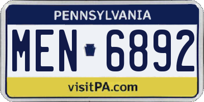 PA license plate MEN6892