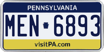 PA license plate MEN6893