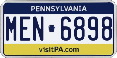 PA license plate MEN6898