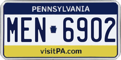 PA license plate MEN6902