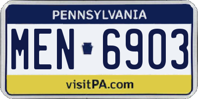 PA license plate MEN6903