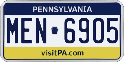 PA license plate MEN6905