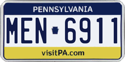 PA license plate MEN6911