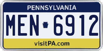 PA license plate MEN6912