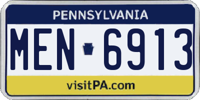 PA license plate MEN6913