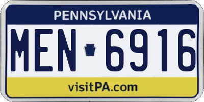 PA license plate MEN6916