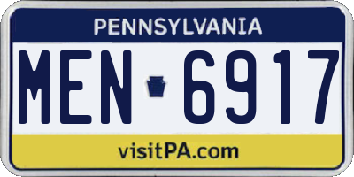 PA license plate MEN6917