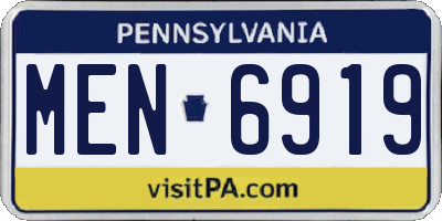 PA license plate MEN6919