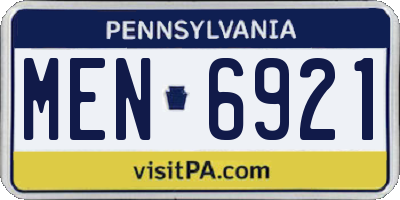PA license plate MEN6921