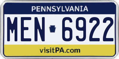 PA license plate MEN6922