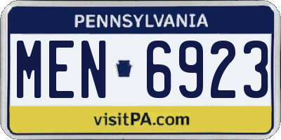 PA license plate MEN6923
