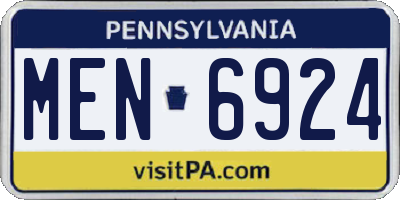 PA license plate MEN6924