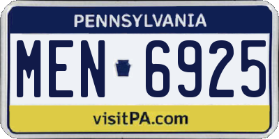 PA license plate MEN6925