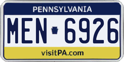 PA license plate MEN6926