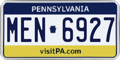 PA license plate MEN6927