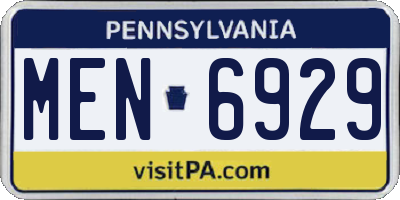 PA license plate MEN6929