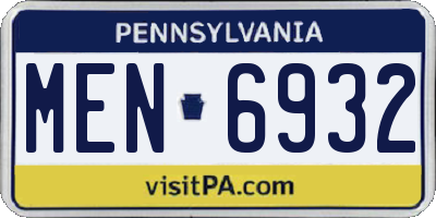 PA license plate MEN6932
