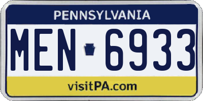 PA license plate MEN6933