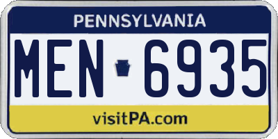 PA license plate MEN6935