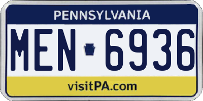 PA license plate MEN6936