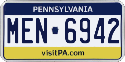 PA license plate MEN6942