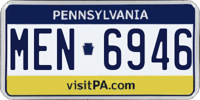 PA license plate MEN6946