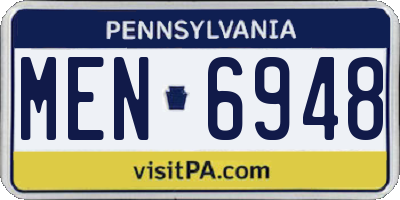 PA license plate MEN6948