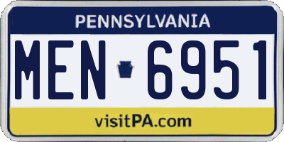 PA license plate MEN6951