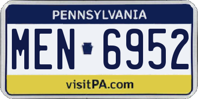 PA license plate MEN6952
