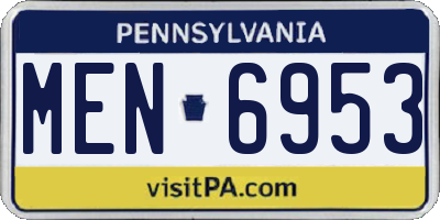 PA license plate MEN6953