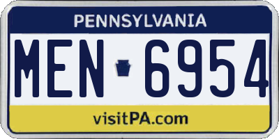 PA license plate MEN6954