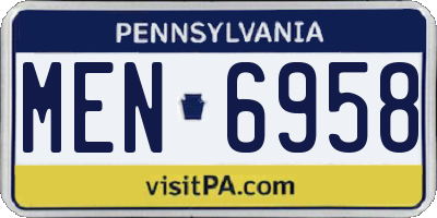 PA license plate MEN6958