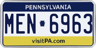 PA license plate MEN6963