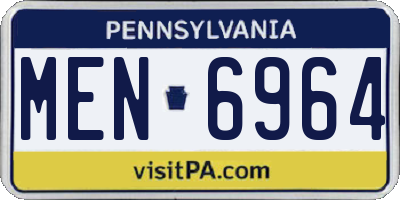 PA license plate MEN6964