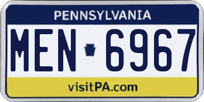 PA license plate MEN6967
