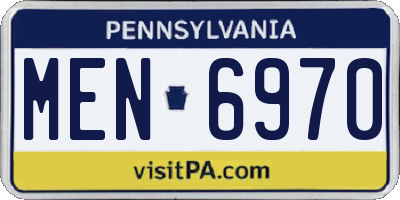 PA license plate MEN6970