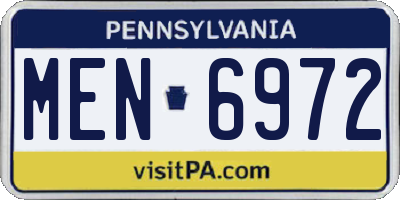 PA license plate MEN6972