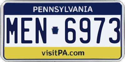 PA license plate MEN6973