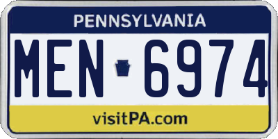 PA license plate MEN6974