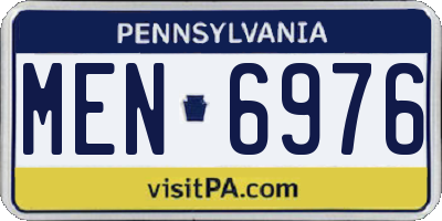 PA license plate MEN6976