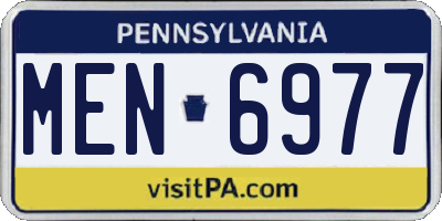 PA license plate MEN6977