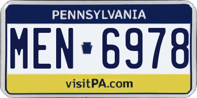 PA license plate MEN6978