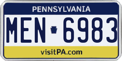 PA license plate MEN6983