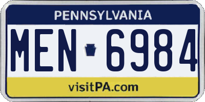 PA license plate MEN6984