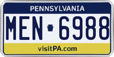 PA license plate MEN6988