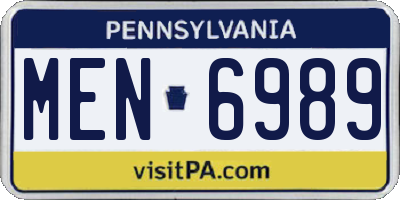 PA license plate MEN6989