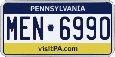 PA license plate MEN6990