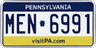 PA license plate MEN6991
