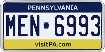 PA license plate MEN6993