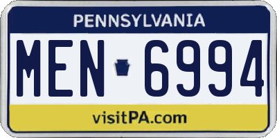 PA license plate MEN6994